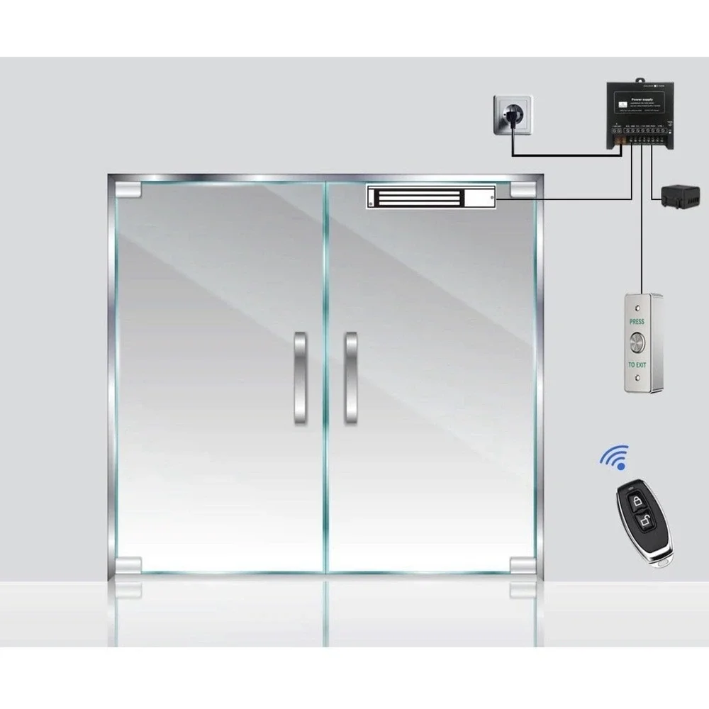 Door Access Control System Inswinging 600Lbs Magnetic Lock Kit Build-In Alarm Be